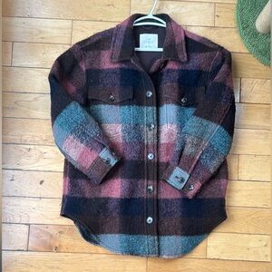 Wilfred Plaid Utility Jacket in Pink, Blue, and Brown